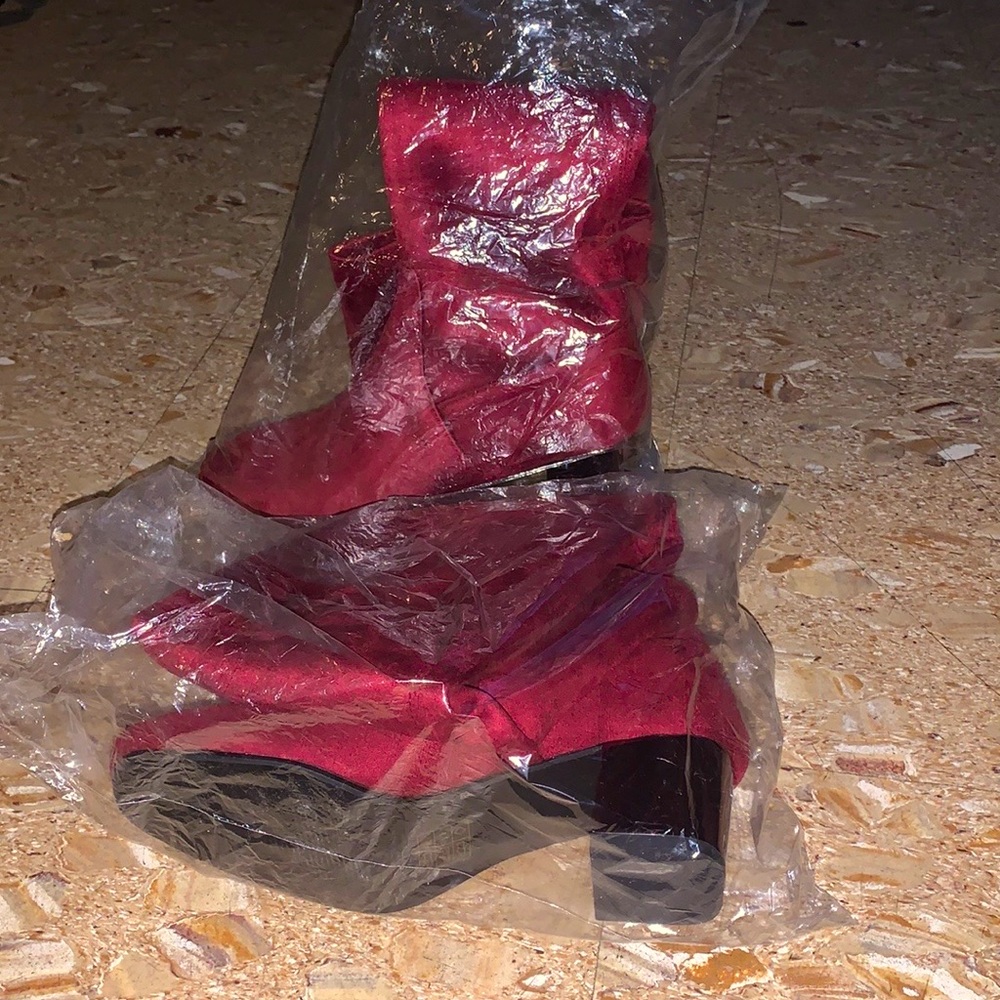 Velvet thigh high boots